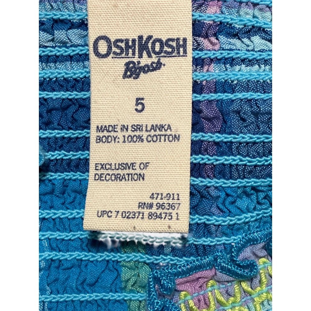 Plaid Smocked Sundress BlueTeal Multicolor Cotton Shirred Bodice Ruffle Hem sz 5 - Picture 6 of 9